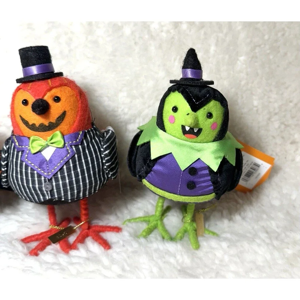 Target 2024 Hyde & EEK! Featherly Friends Halloween Fabric Birds SET OF 3 NWT